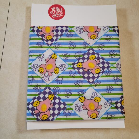 Cotton Fabric Pink Bear Print Stripes 1 Yard x 44" Quilting Sewing Retro Kids - Picture 5 of 9